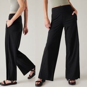 Athleta Cosmic Wide Leg Pant Women's 8T Black  Mid Rise Work Travel Athleisure